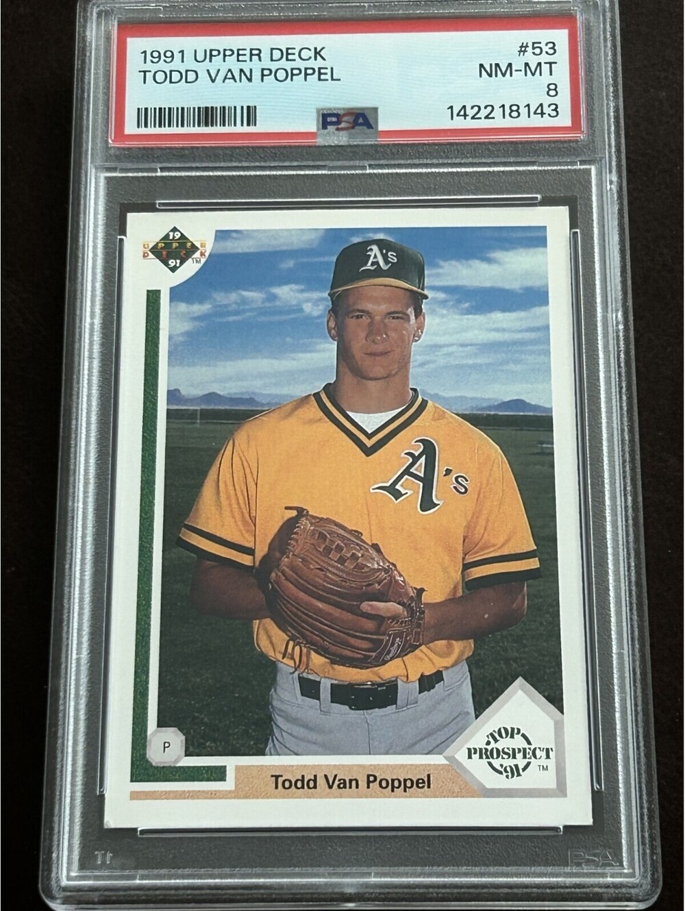 1991 UPPER DECK TODD VAN POPPEL ROOKIE #53 PSA GRADED 8 NM-MT VINTAGE RC